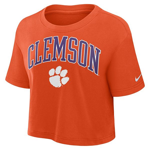 Женская оранжевая футболка cropped dri-fit clemson tigers athletic prep arch Nike — фото 3