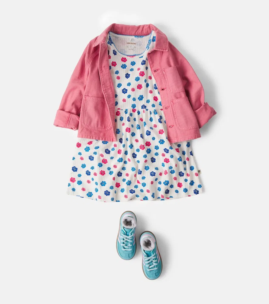Хлопковое платье с цветочным ажурным узором Mini Rodini, мультиколор — фото 2