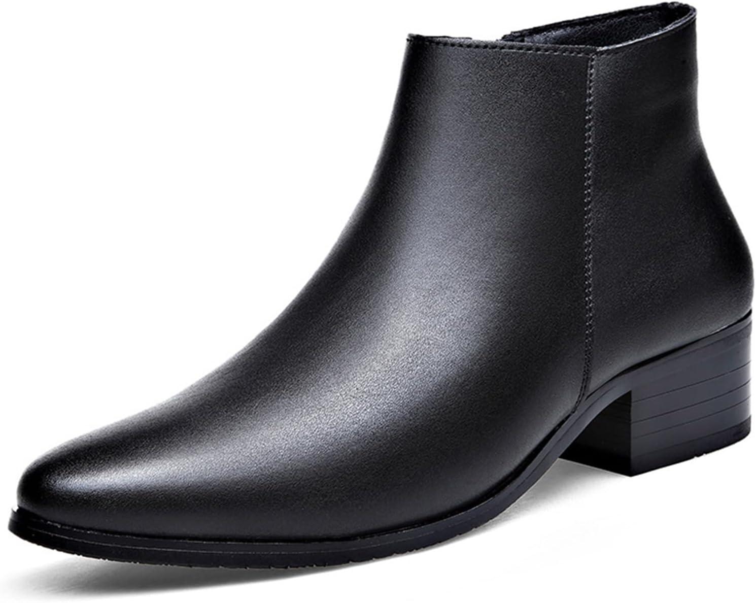 

Мужские ботинки Челси с острым носком на массивном каблуке из натуральной кожи, с боковой молнией, удобные, нескользящие, для работы и повседневного ношения Nejkg, черный