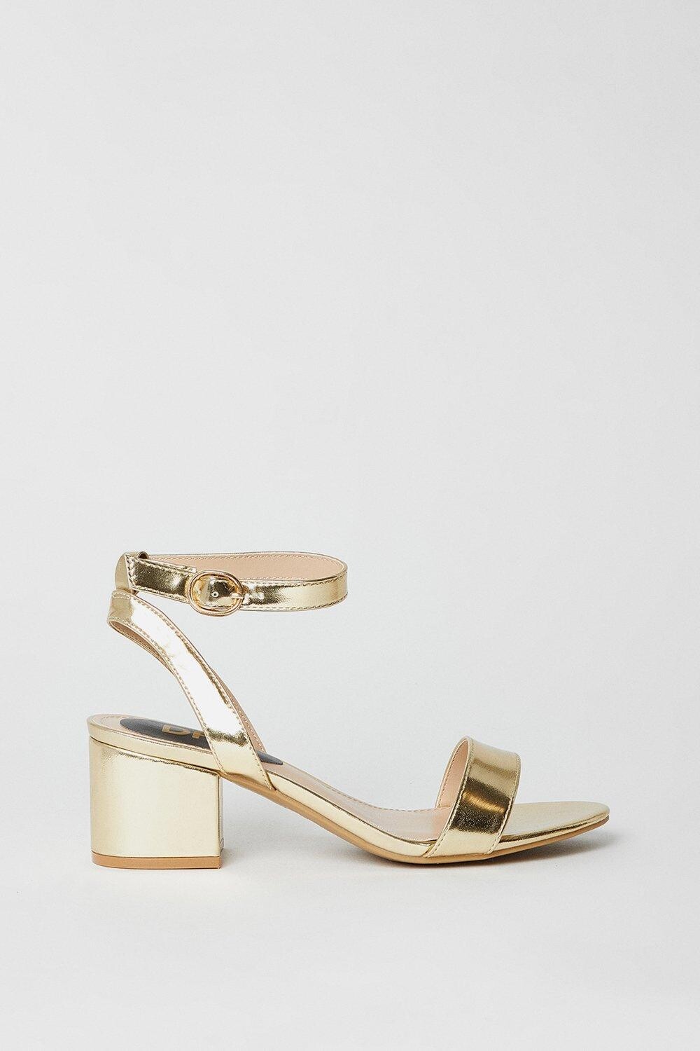 Широкие босоножки Tommi Barely There на среднем каблуке Dorothy Perkins, золото — фото 2