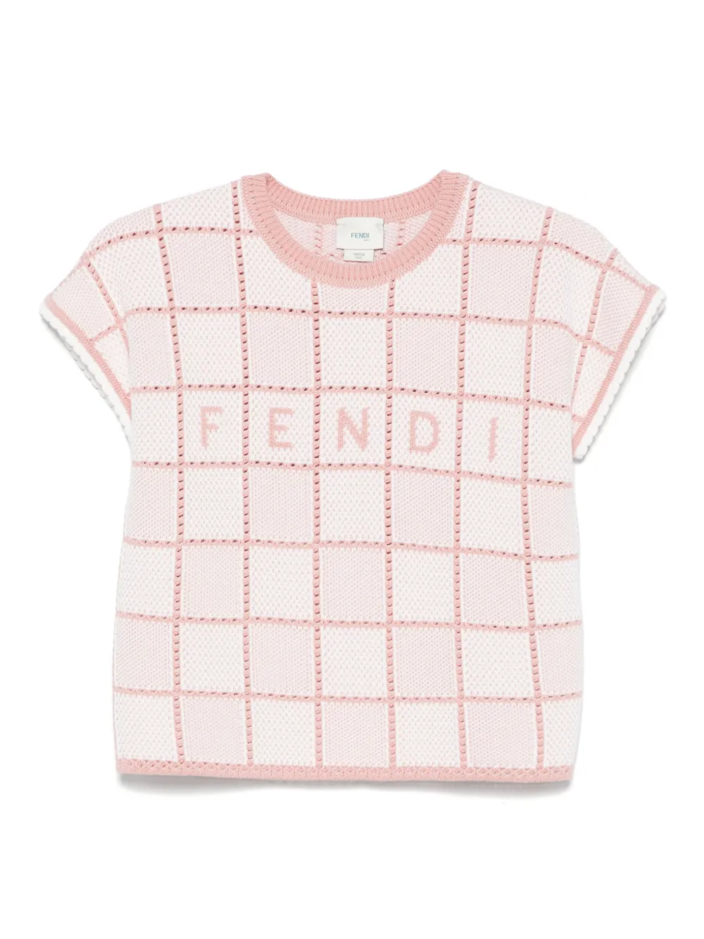 

Футболка с вышитым логотипом FENDI KIDS, розовый