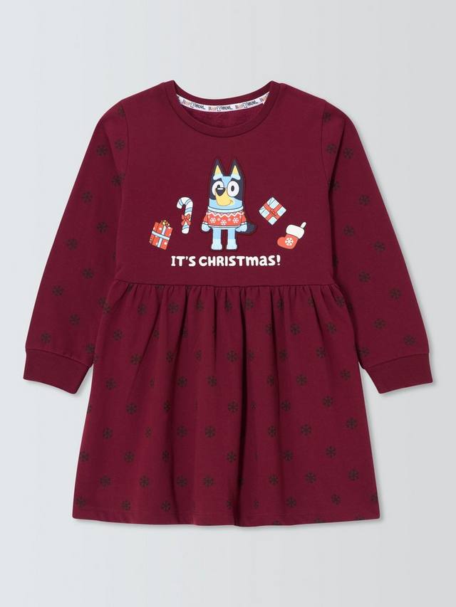 Детское платье для праздника из хлопковой смеси от Brand Threads Bluey, Merlot — фото 3