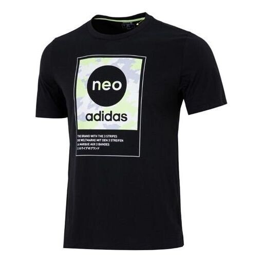

Футболка Men's adidas neo Sw Dig Logo T Athleisure Casual Sports Round Neck Large Logo Short Sleeve Black T-Shirt, мультиколор