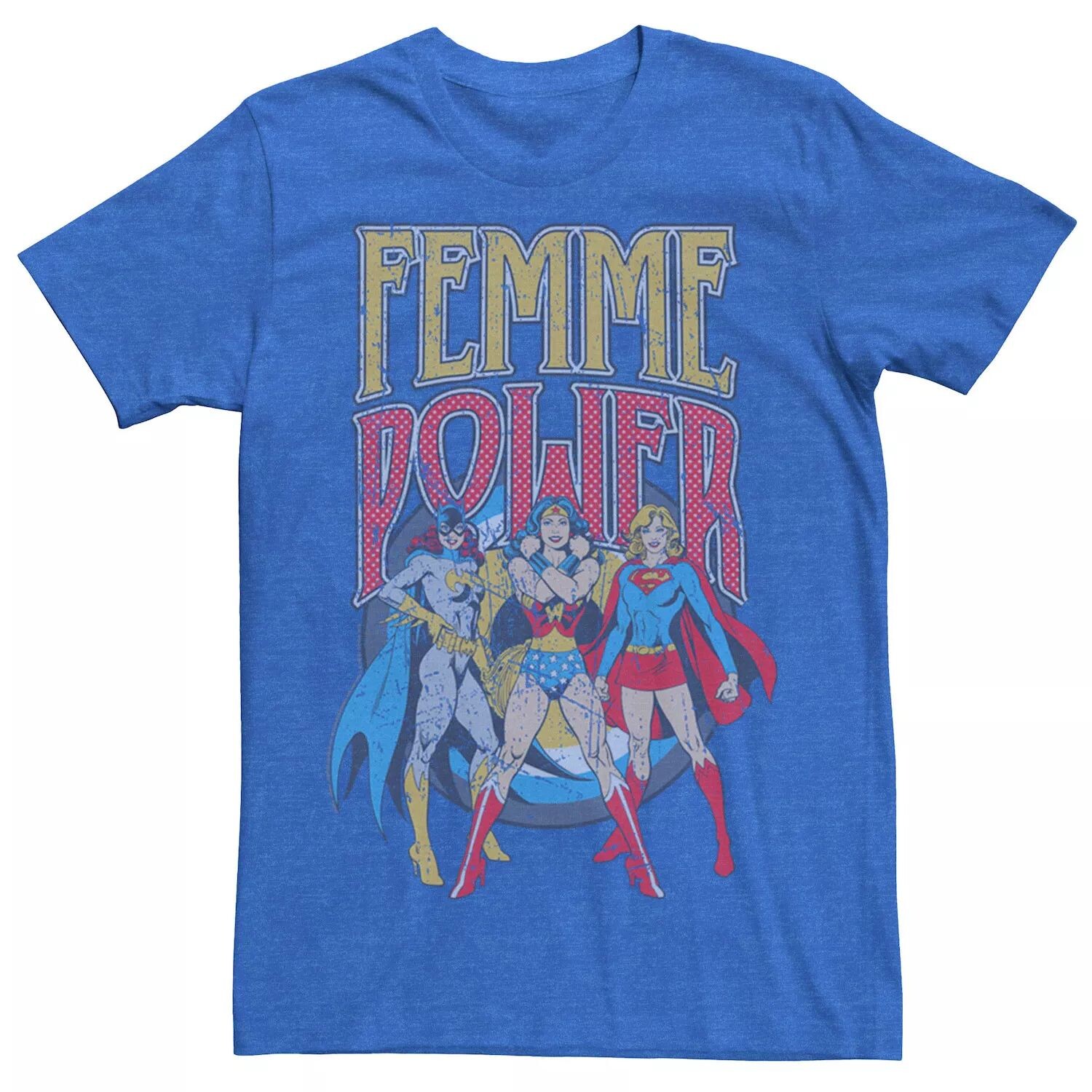 

Мужская винтажная футболка Femme Power League с изображением Лиги справедливости DC Comics Licensed Character