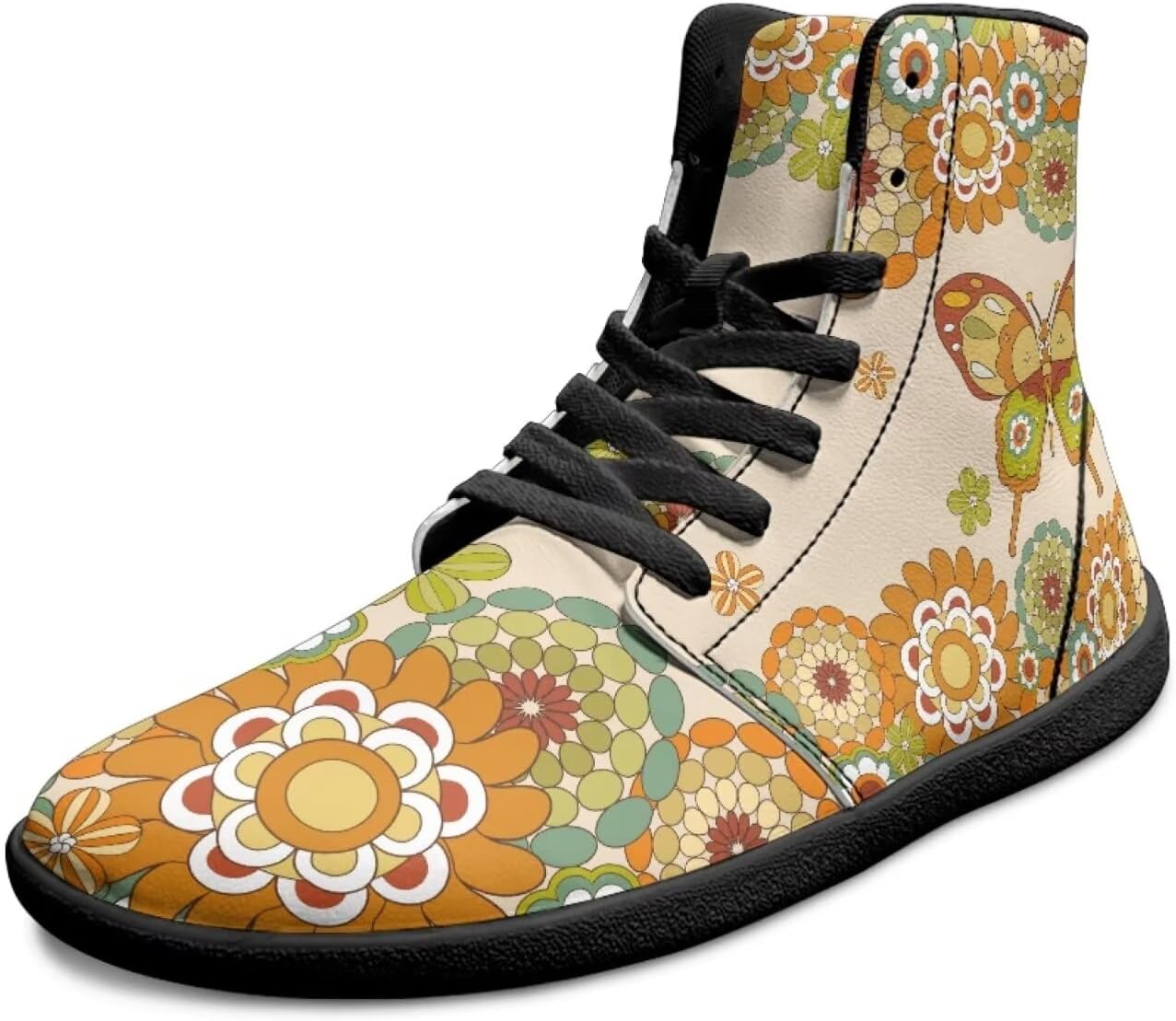 

Мужские кроссовки с высокой пяткой на шнуровке, широким носком, противоскользящие, дышащие, для тренировок и ходьбы Xixirimido, Boho Flower Butterfly