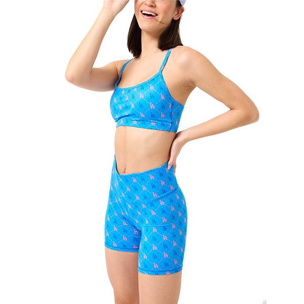 

Женские синие велосипедные шорты с высокой талией с принтом Los Angeles Dodgers TLC Terez