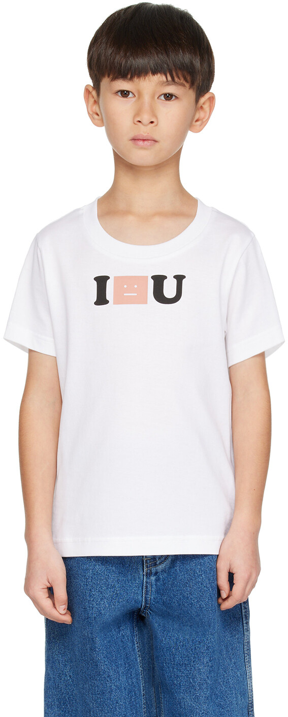 

Детская белая футболка с надписью «I Face U» Acne Studios, Белый, Детская белая футболка с надписью «I Face U» Acne Studios