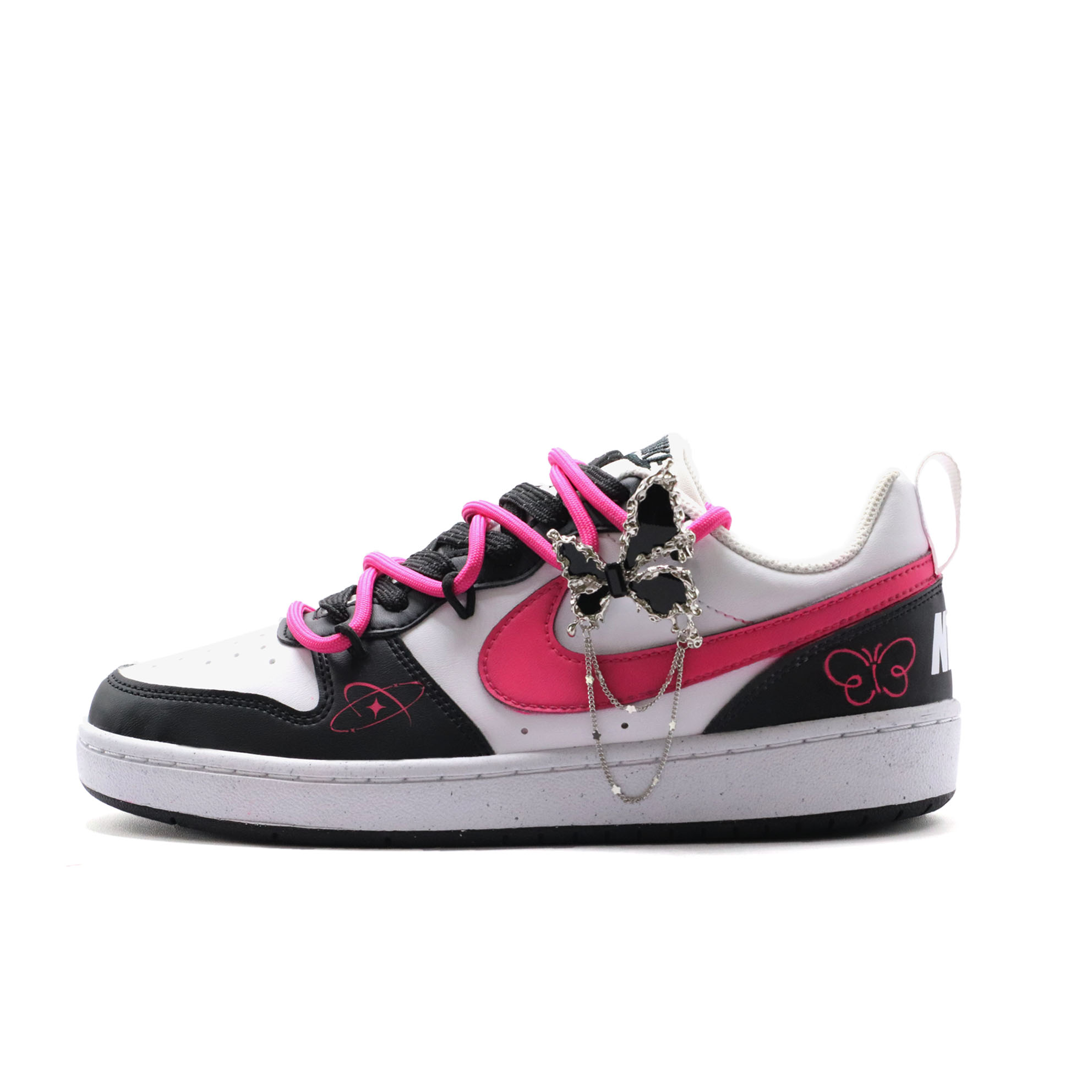 

Детские, подростковые, противоскользящие, износостойкие, низкие кроссовки для скейтбординга Court Borough Nike, розовый/красная