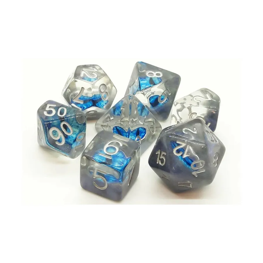 

Поликомплект «Глаз дракона» — синий (7), Acrylic-Resin Dice - Infused, Dragon's Eye