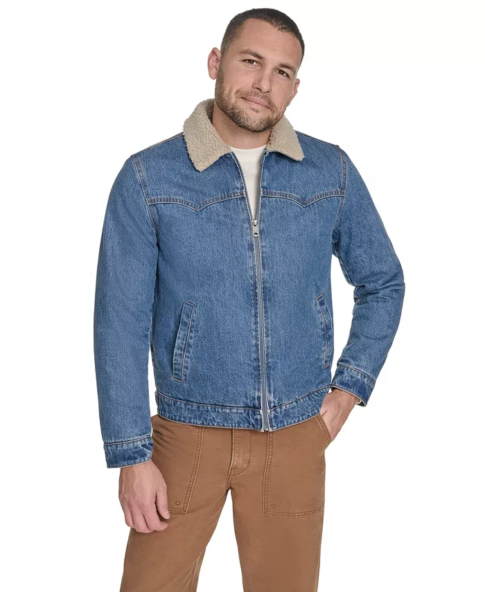 

Мужская джинсовая куртка в вестерн стиле с подкладкой из шерпы и воротником Levi'S, синий