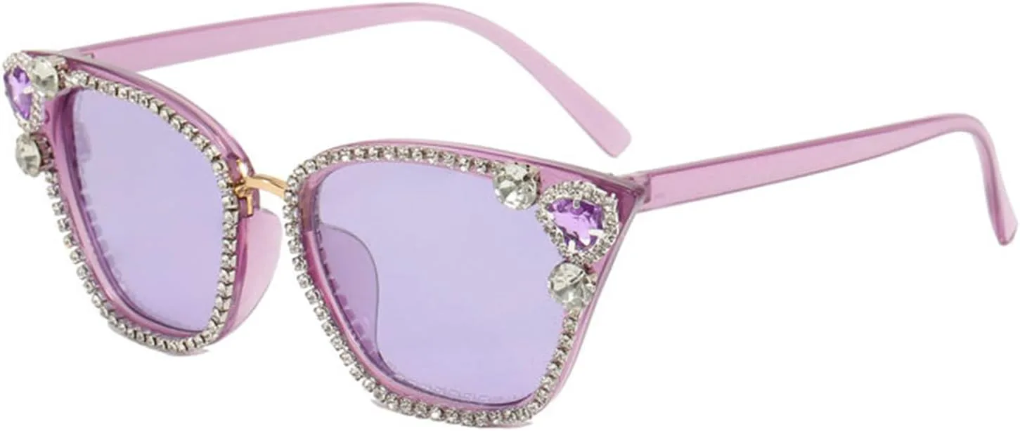 

Солнцезащитные очки Willochra «Кошачий глаз» с кристаллами для женщин, модные, с бриллиантовым блеском, для вечеринки, сверкающие хрустальные очки F25, Purple
