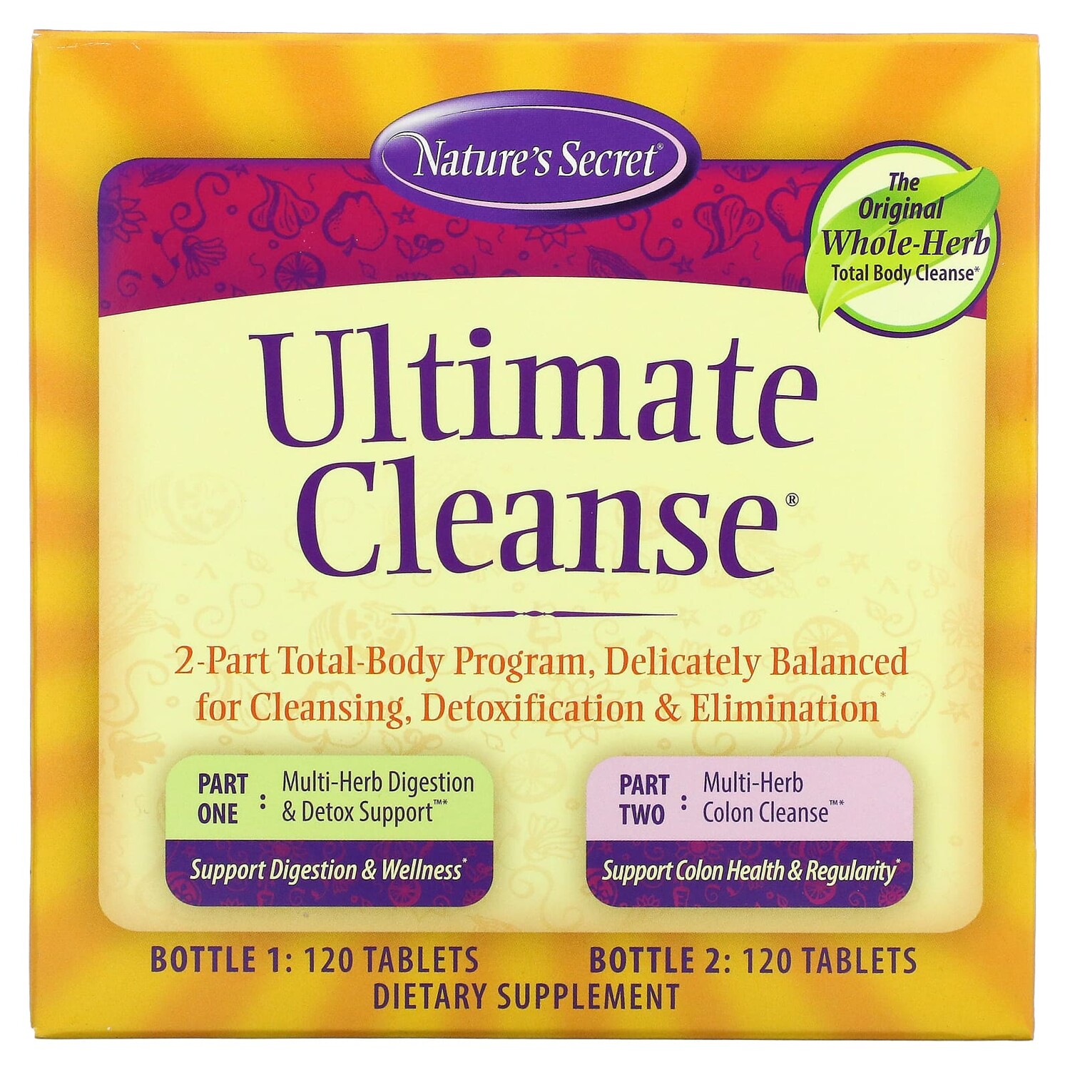 

Nature's Secret Ultimate Cleanse Программа для всего тела из 2 частей 2 бутылки 120 таблеток в каждой