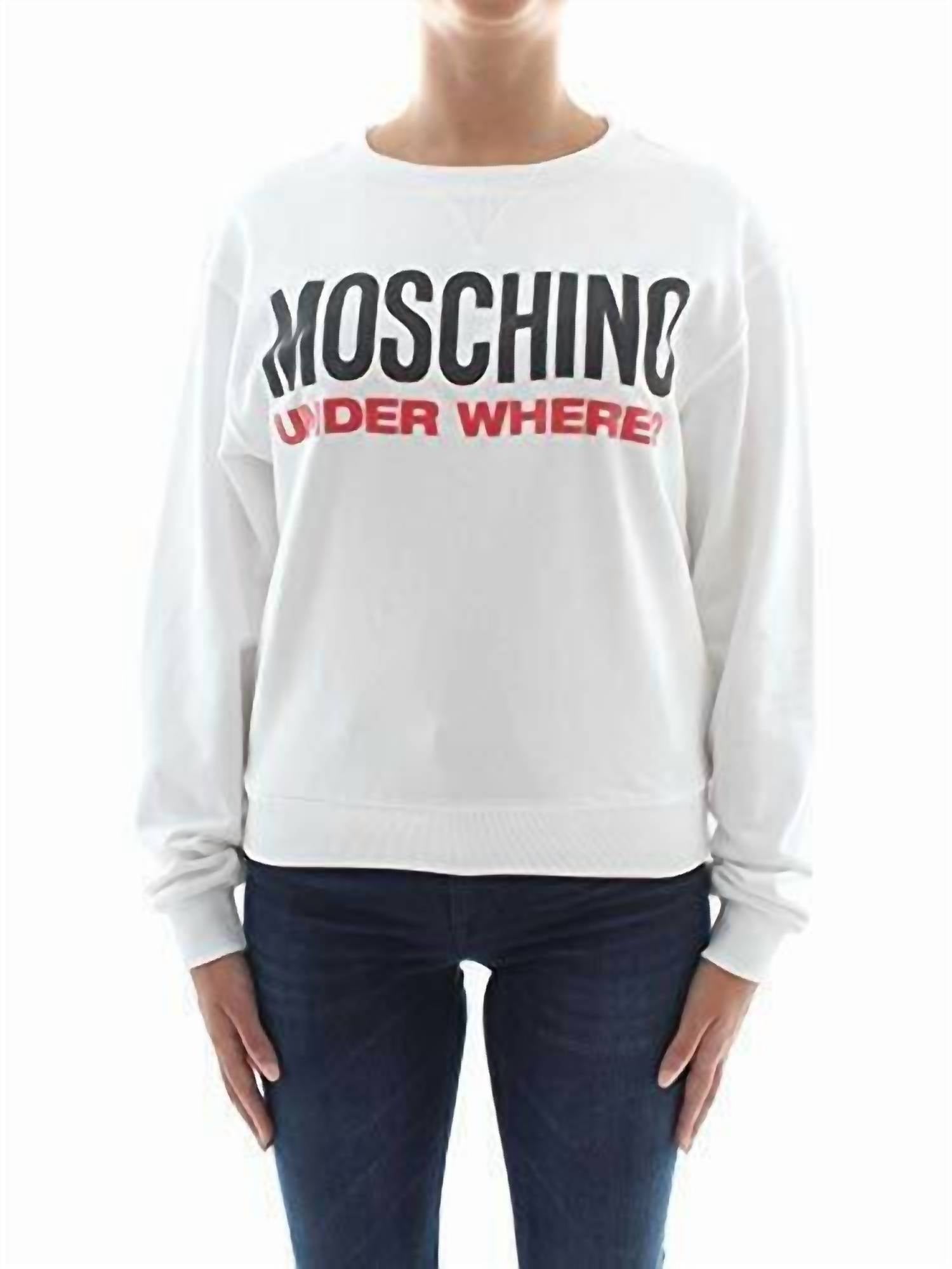 

Свитшот из хлопка и флиса с логотипом белого цвета Moschino