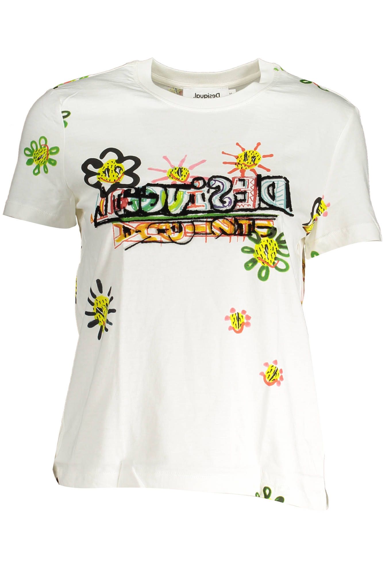 

Белая хлопковая женская футболка Desigual