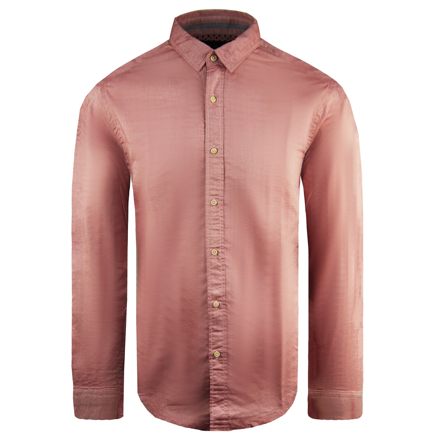 

Узкая однотонная хлопковая рубашка с длинными рукавами Scotch & Soda, розовый