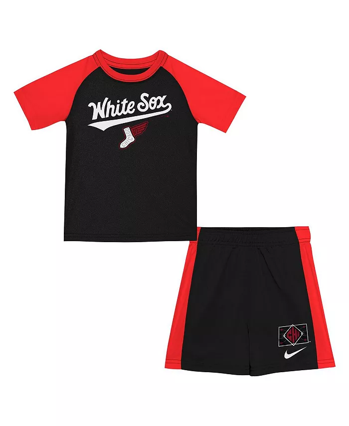 

Детский набор из 2 предметов: футболка и шорты Chicago White Sox 2025 City Connect черного и красного цвета Nike
