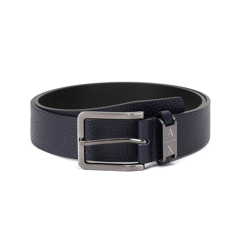 

ARMANI EXCHANGE Мужской кожаный ремень из коровьей кожи шириной 3.5 см, Marine Blue