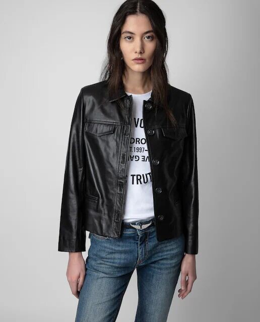 

Liam Женская кожаная куртка на пуговицах Zadig & Voltaire, черный