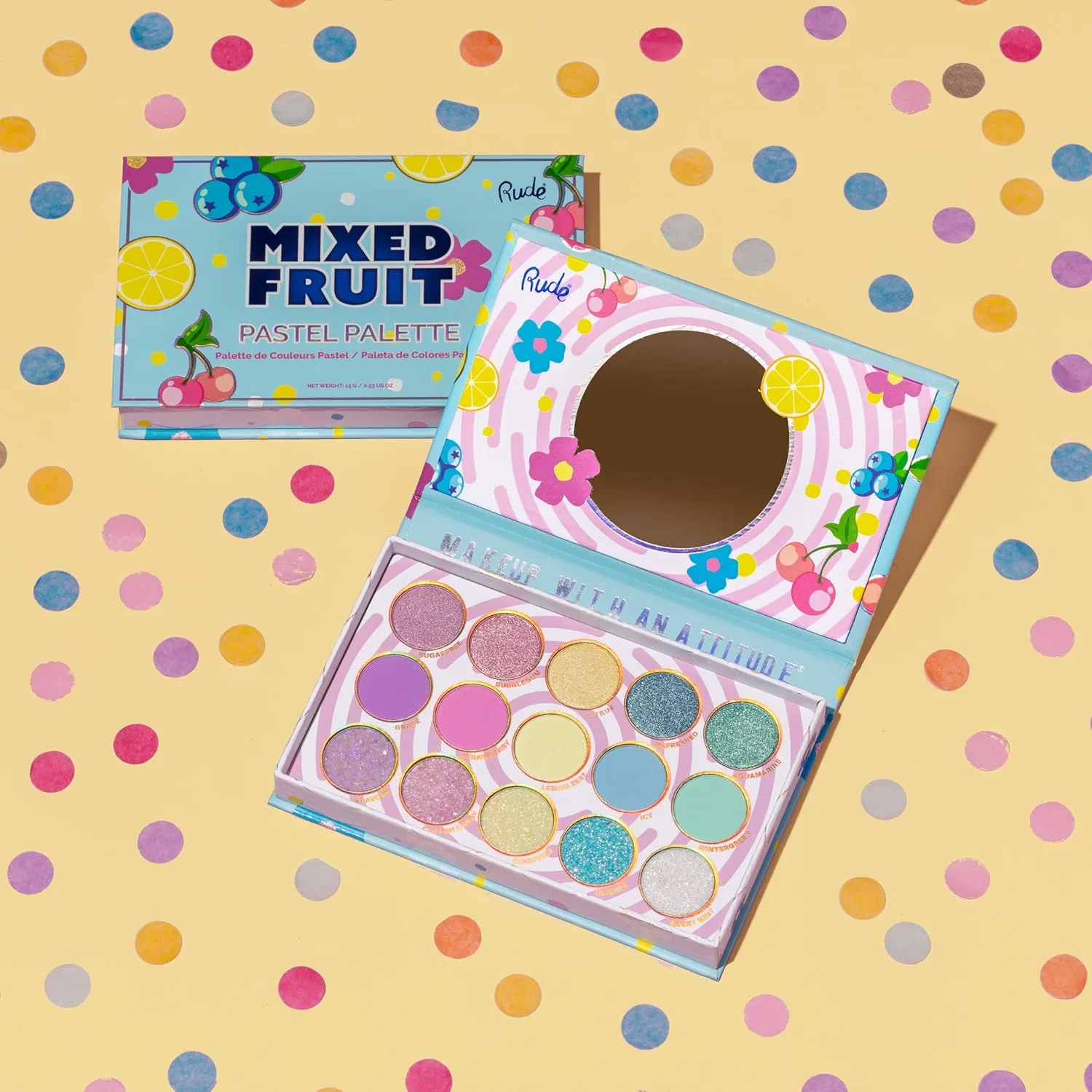 Палетка теней для век Mix Fruit Palette Rude, 15 оттенков, пастель