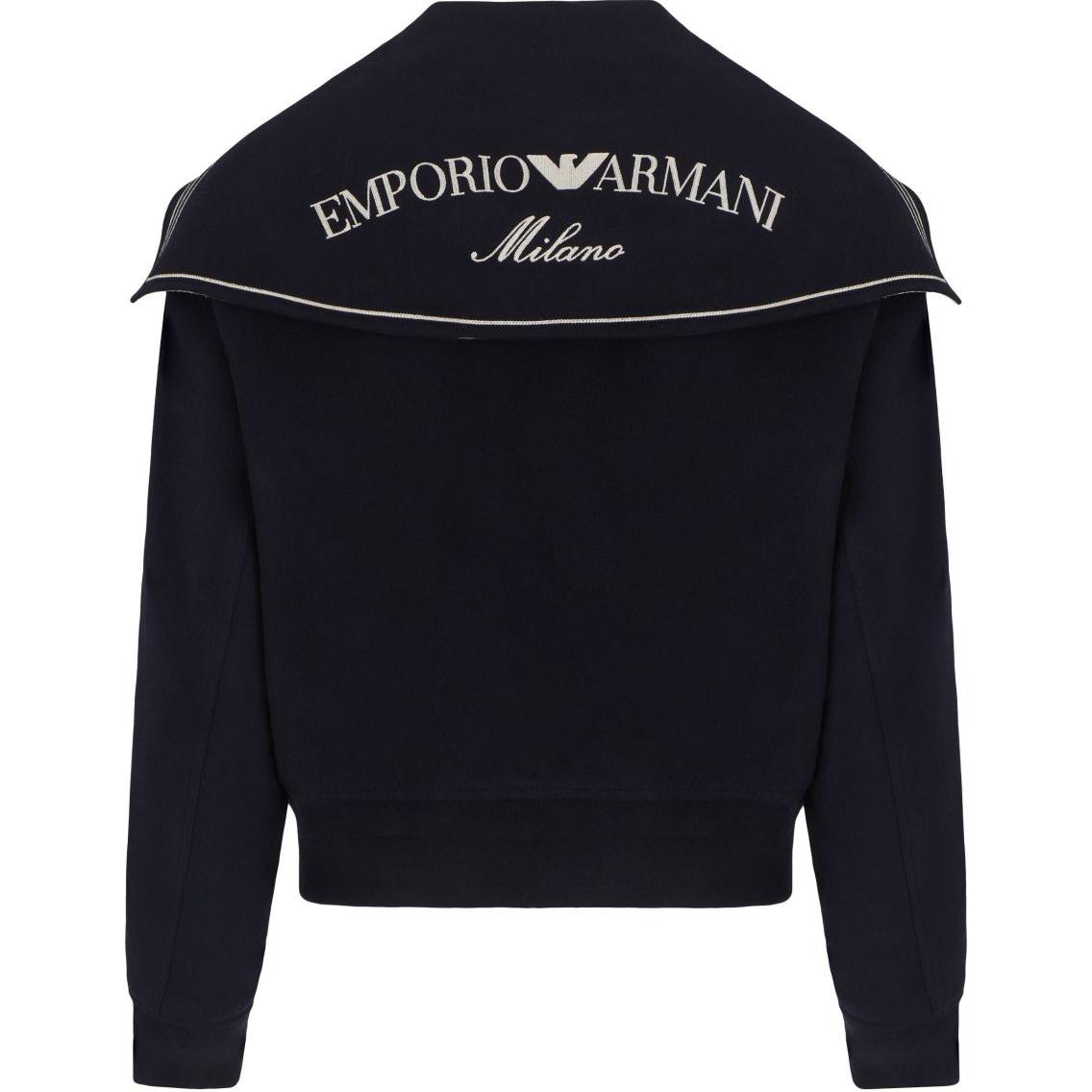 Блузон из верджин-вул с логотипом и матросским воротником EMPORIO ARMANI, черный — фото 4