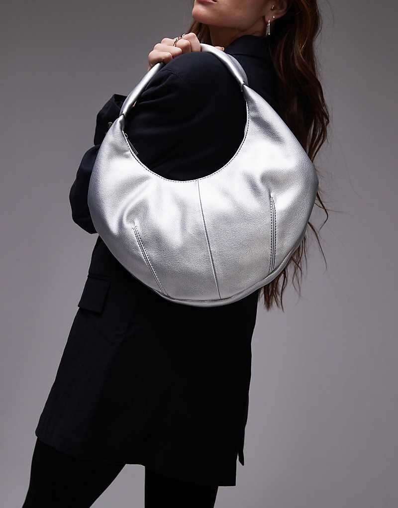 

Topshop – Samira – Серебряная закругленная сумка через плечо