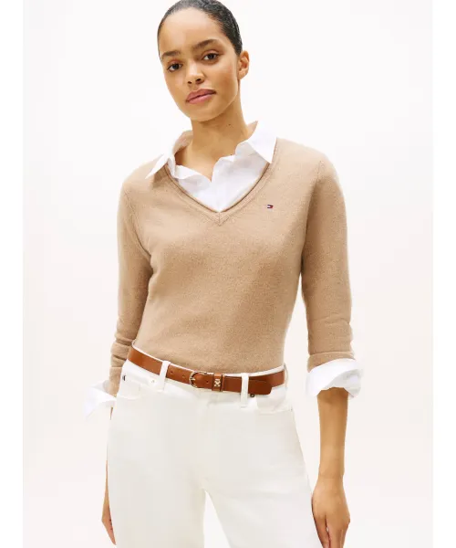 

Шерстяной свитер Regular fit Tommy Hilfiger, бежевый