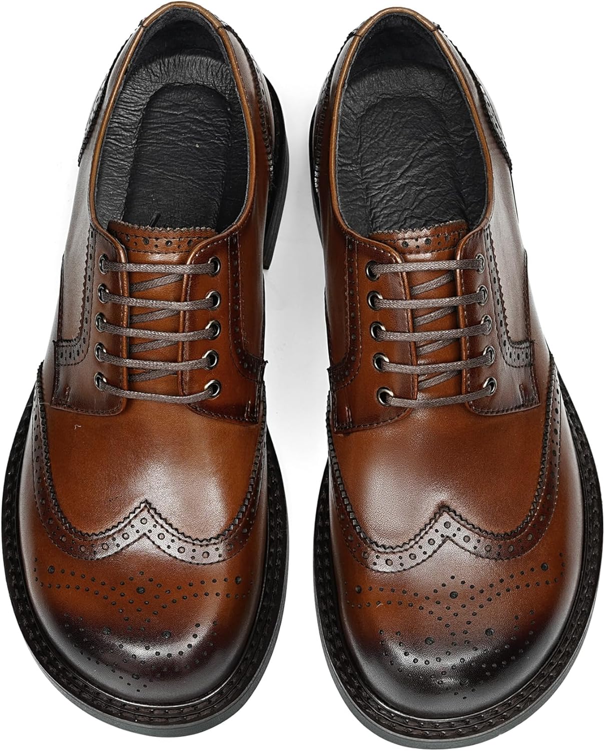 Мужские классические туфли Business Authentic Derby для мужчин, броги с крылышками, круглый носок, 5 отверстий для шнуровки, гладкая кожа, формальные и повседневные, модель 96181 Windhana, коричневый — фото 3