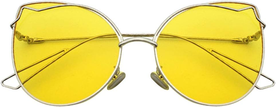 

Женские модные солнцезащитные очки CLARA в тонкой металлической оправе, линзы конфетных цветов, современный дизайн, идеально подходят для вождения и путешествий, Silver Frame+clear Yellow