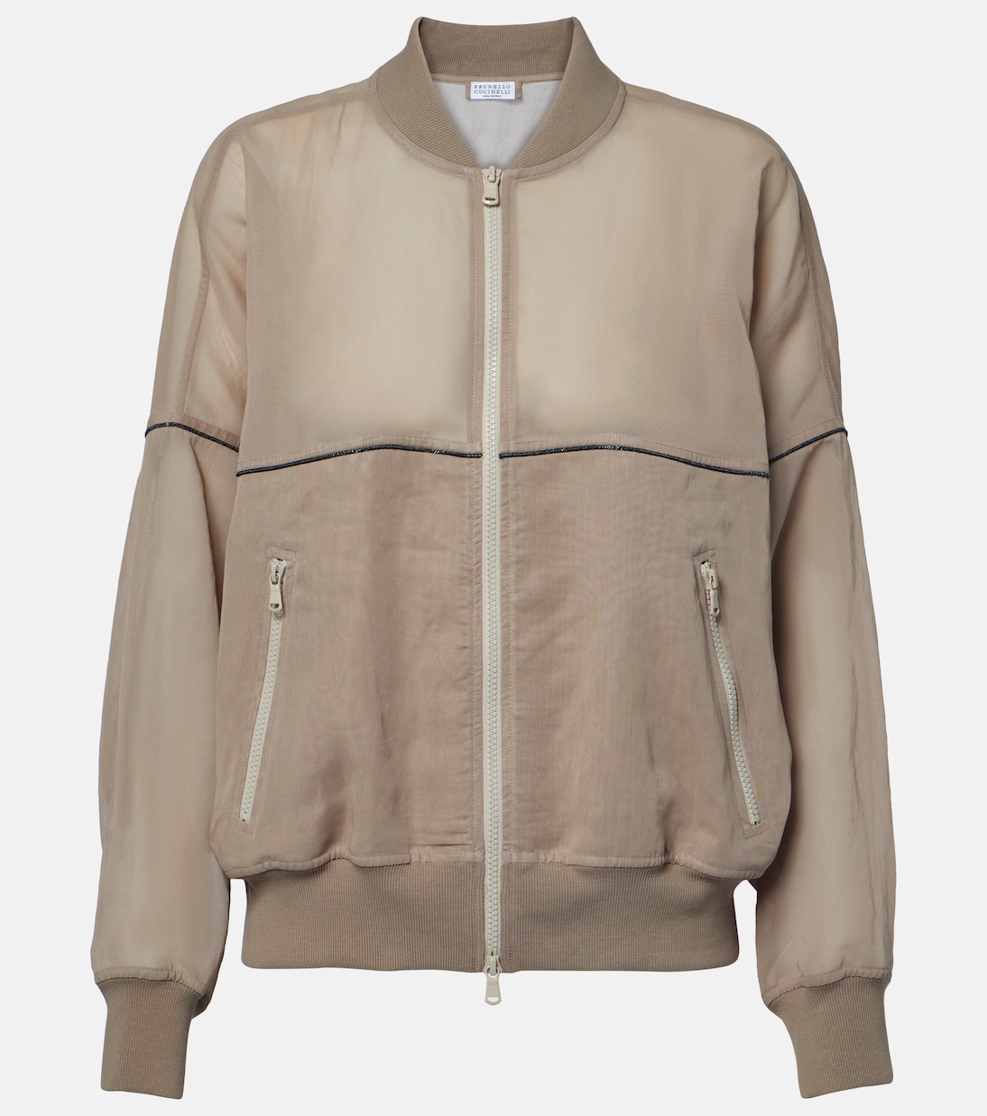 

Куртка-бомбер из хлопковой органзы Brunello Cucinelli, Coffee Cream