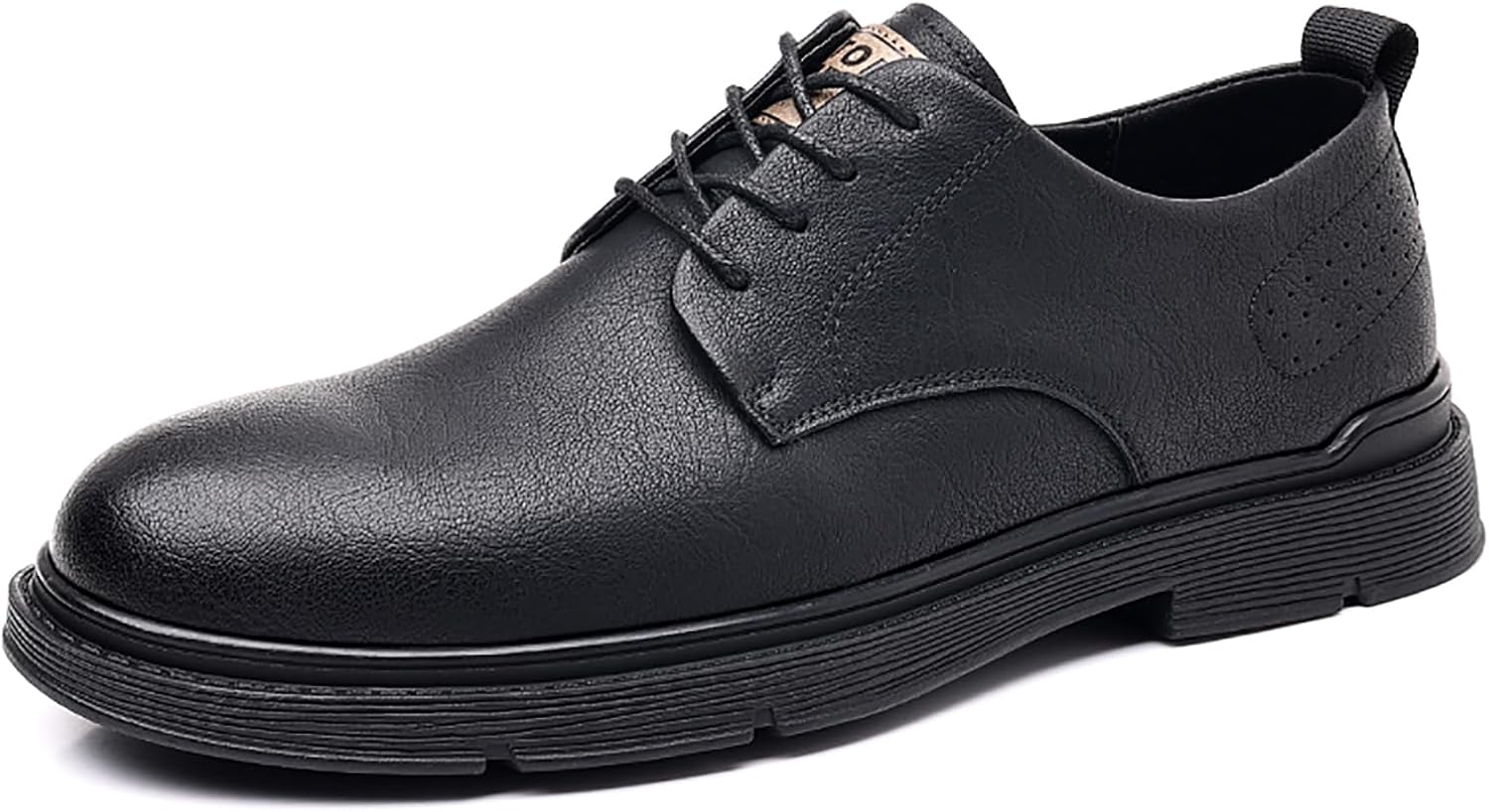 

Мужские кожаные оксфорды на платформе, повседневные, с шнуровкой, удобные, с круглым носком и низким каблуком, деловые туфли для работы, офиса, свадьбы Loveheynew, черный