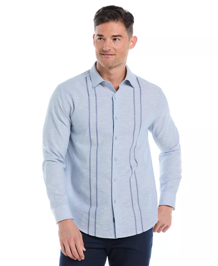 

Мужская вышитая рубашка с длинными рукавами на пуговицах Cubavera, синий