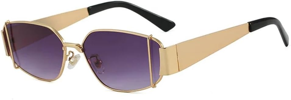 

Стильные панк-солнцезащитные очки для мужчин и женщин, унисекс, винтажная металлическая оправа, модные спортивные солнцезащитные очки UV400 для женщин KTUCN, Gold Double Gray