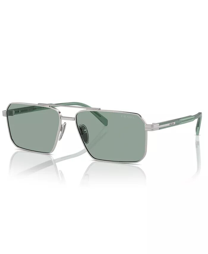 

Мужские солнцезащитные очки Iconic Plaque Rectangle PRADA, серебряный