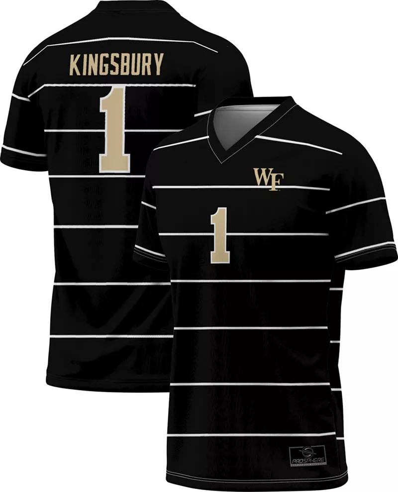 

Черная футболка Prosphere Youth Wake Forest Demon Deacons #1 Обри Кингсбери, полностью сублимированная реплика футбола с возвратом