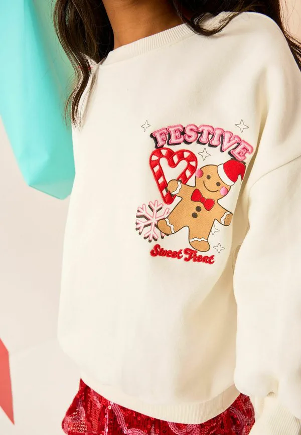 Рождественская толстовка стандартного кроя Next, Cream Gingerbread Festive Baking — фото 4