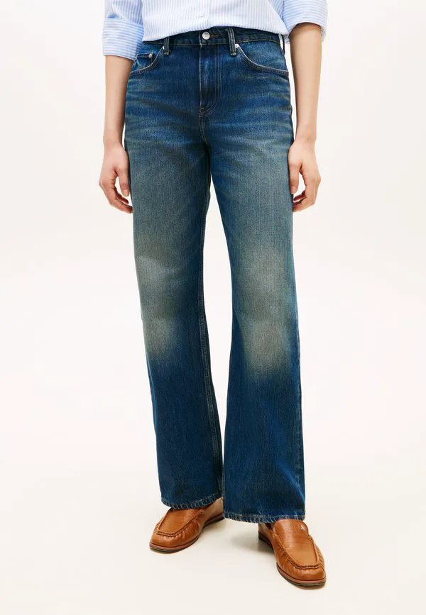 Джинсы прямого кроя со средней посадкой и рваными краями Tommy Hilfiger, Blue Denim
