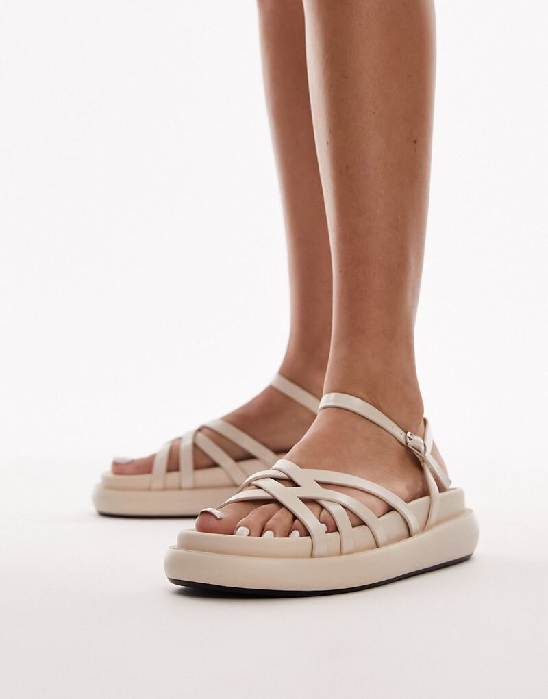 

Белые сандалии на плоской платформе с ремешками Topshop Junior