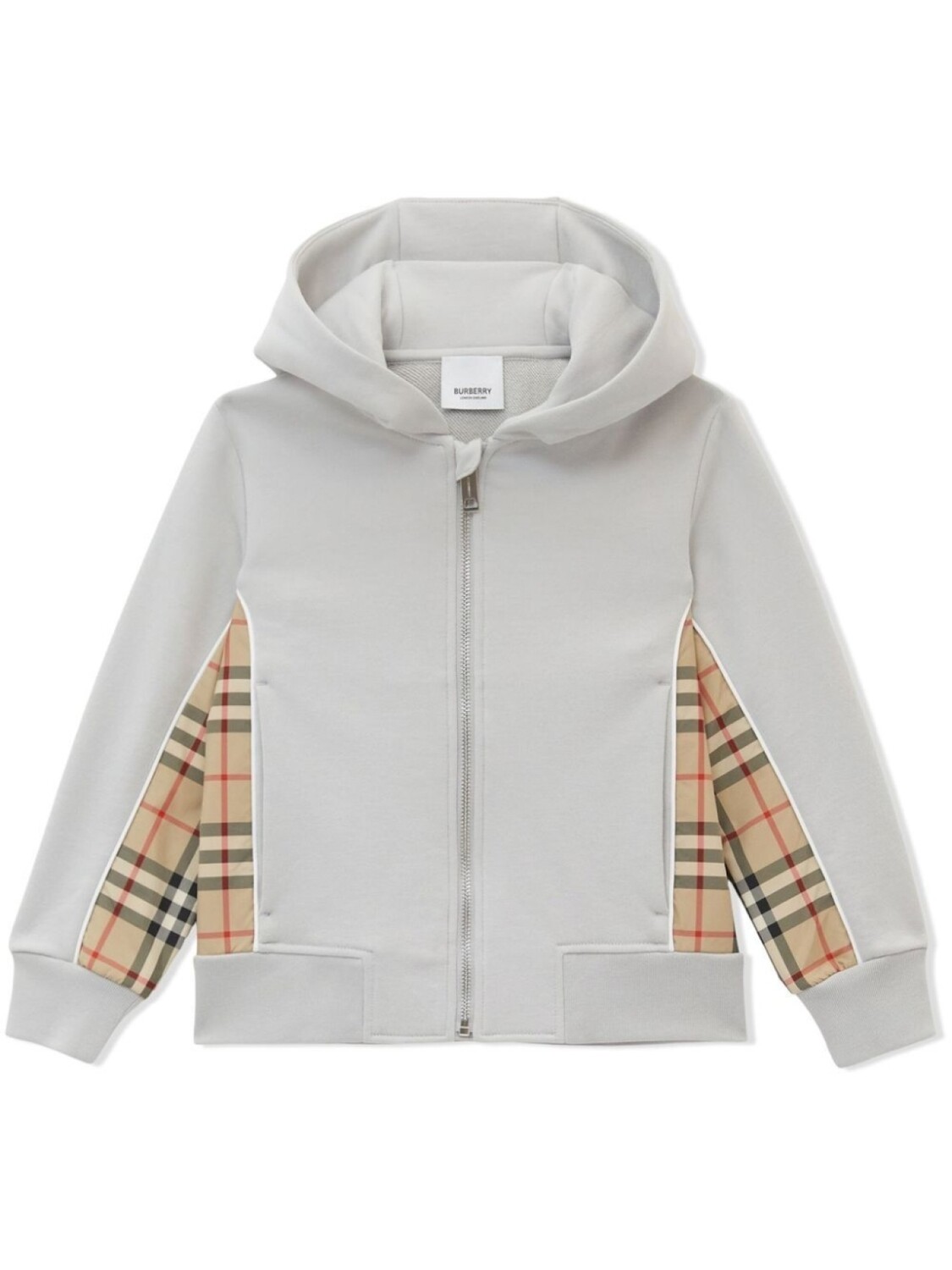 

Burberry Kids худи в клетку Vintage Check на молнии, серый