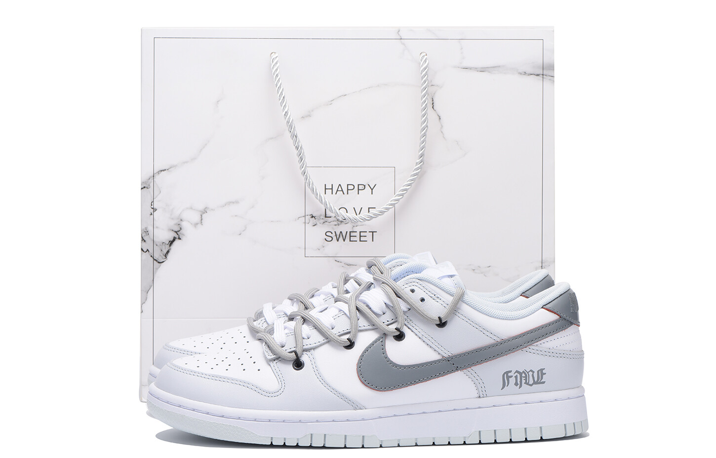 

Кроссовки Nike Dunk Skateboarding Shoes Unisex Low-top White, серый