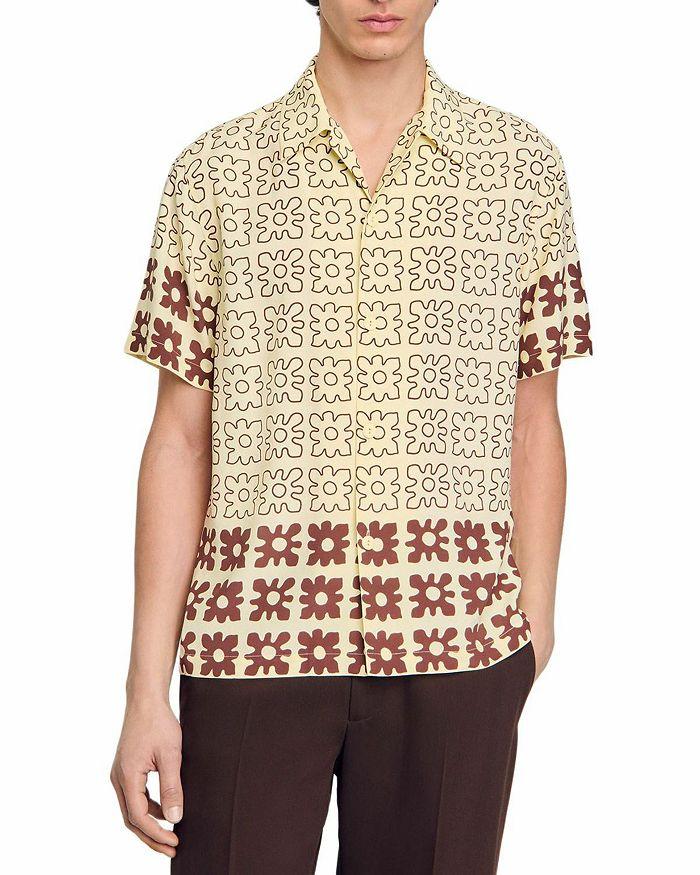 

Винтажная цветочная рубашка Regular Fit Camp Shirt Sandro, коричневый/бежевый