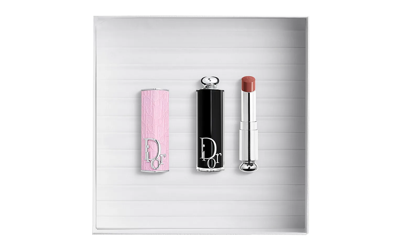 DIOR Помада с серебряным плетеным узором, глянцевая, прозрачная, легко растушевывается, увлажняющая, Rose Pink Printed Lipstick Case+Lip Gloss #616 NUDE MITZAH Maple Sugar Cinnamon