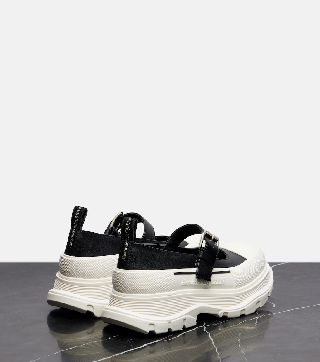 Гладкие платформы Mary Jane Tread McQueen, Black/White/White/Si — фото 2