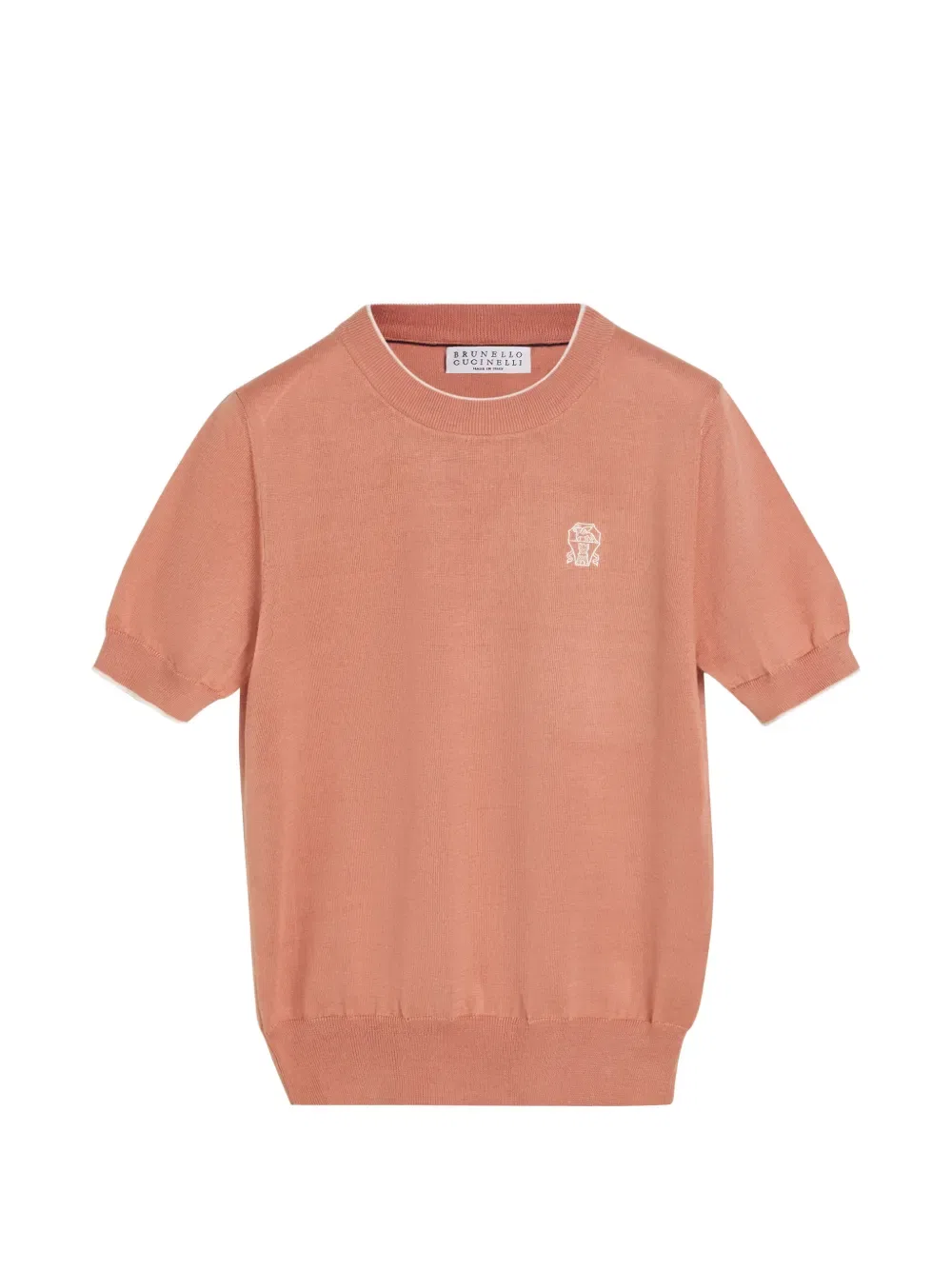 Легкая трикотажная футболка из хлопка с логотипом Brunello Cucinelli Kids, оранжевый