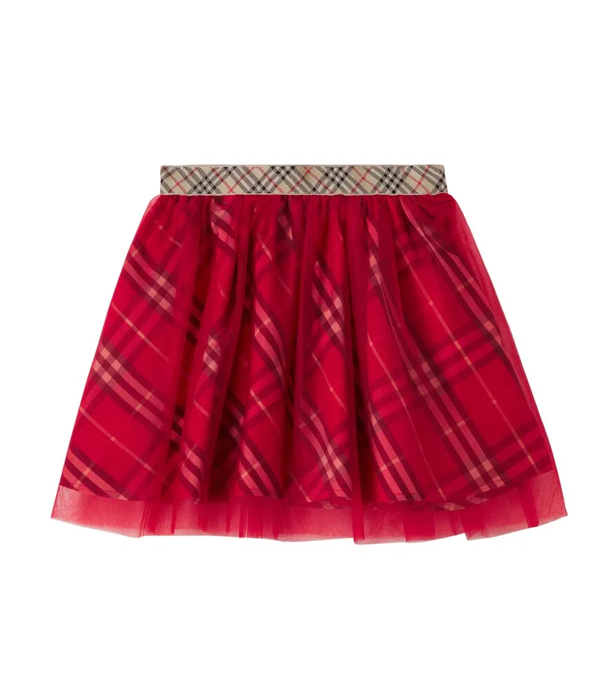 Юбка в клетку Burberry Burberry Kids, красный