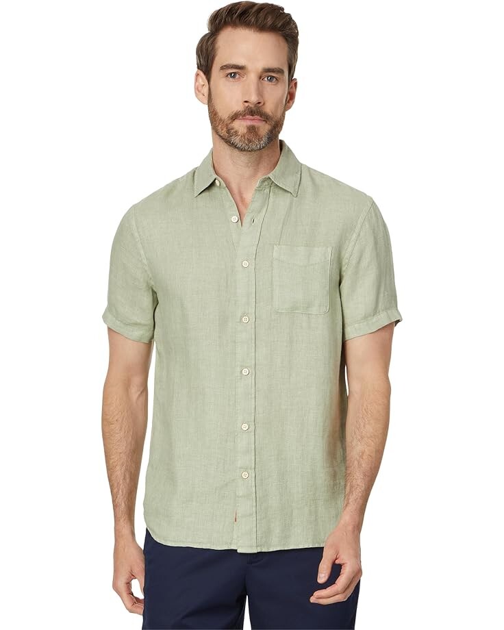 

Рубашка Faherty SS Palma Linen Shirt, цвет Canyon Olive Basketweave
