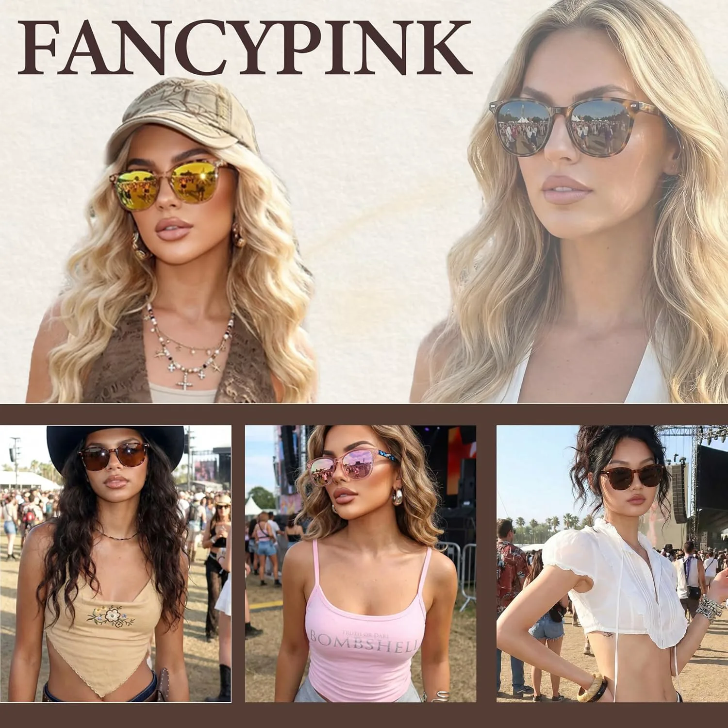 

Женские поляризованные солнцезащитные очки FancyPink с защитой UV400, зеркальные, для пляжа, модные солнцезащитные очки для женщин, A10-tortoise Frame Brown Lens