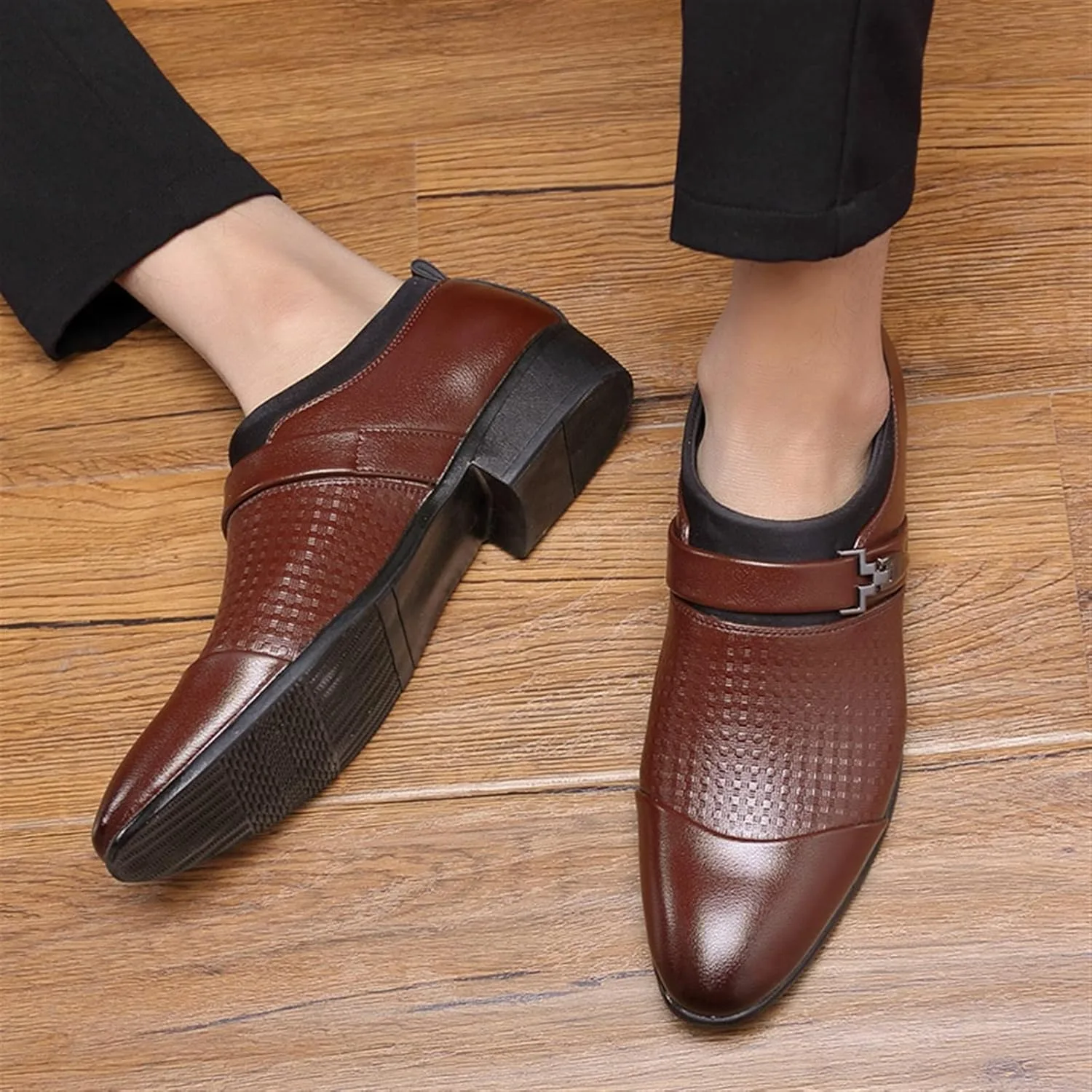 Мужские классические туфли Shed On Men Dress Shoes Business Shoes Hombre de Vestir Men Formal Shoes (6) Generic, коричневый — фото 2