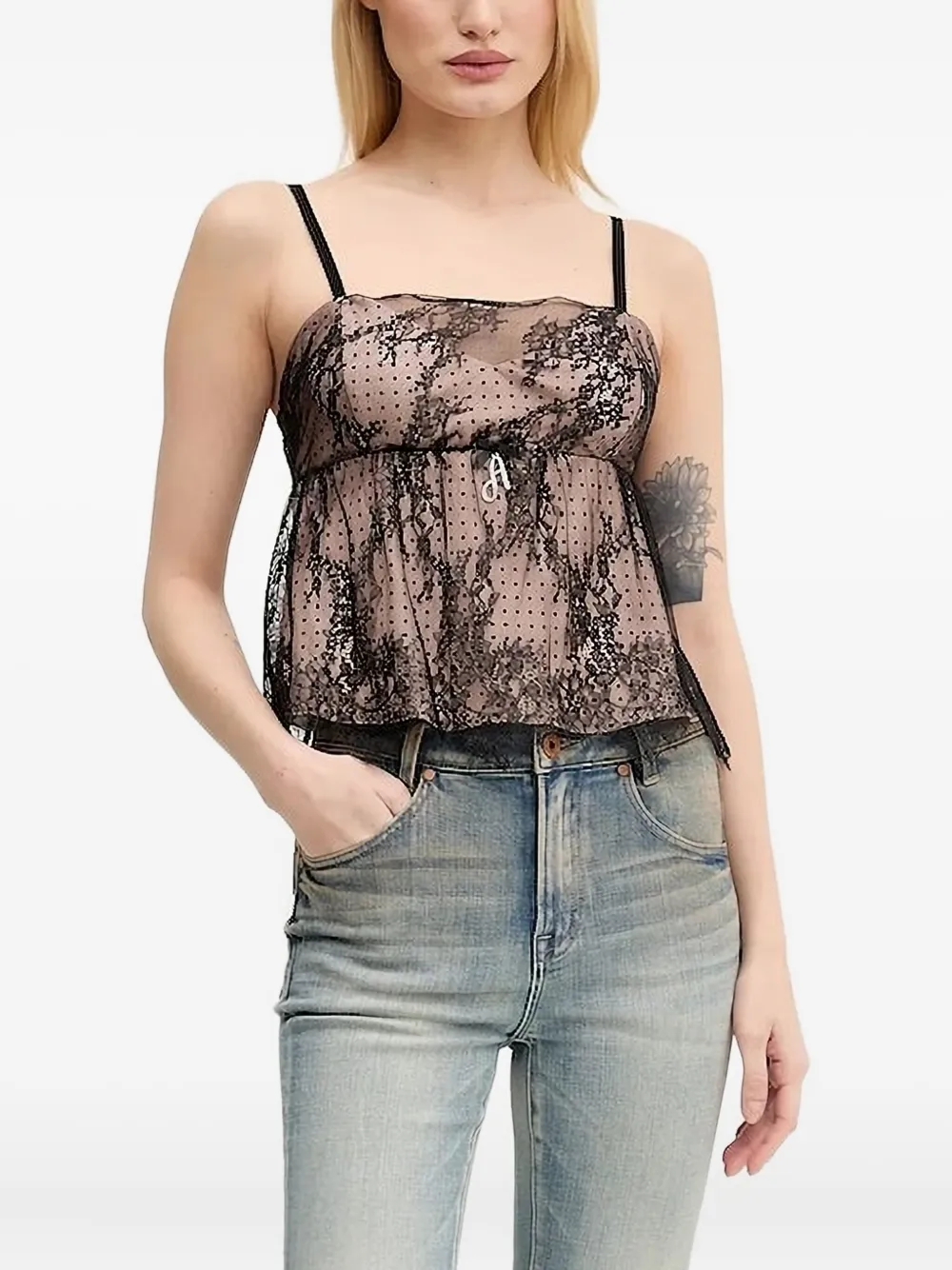 

Кружевной топ на бретелях Aniye By, черный