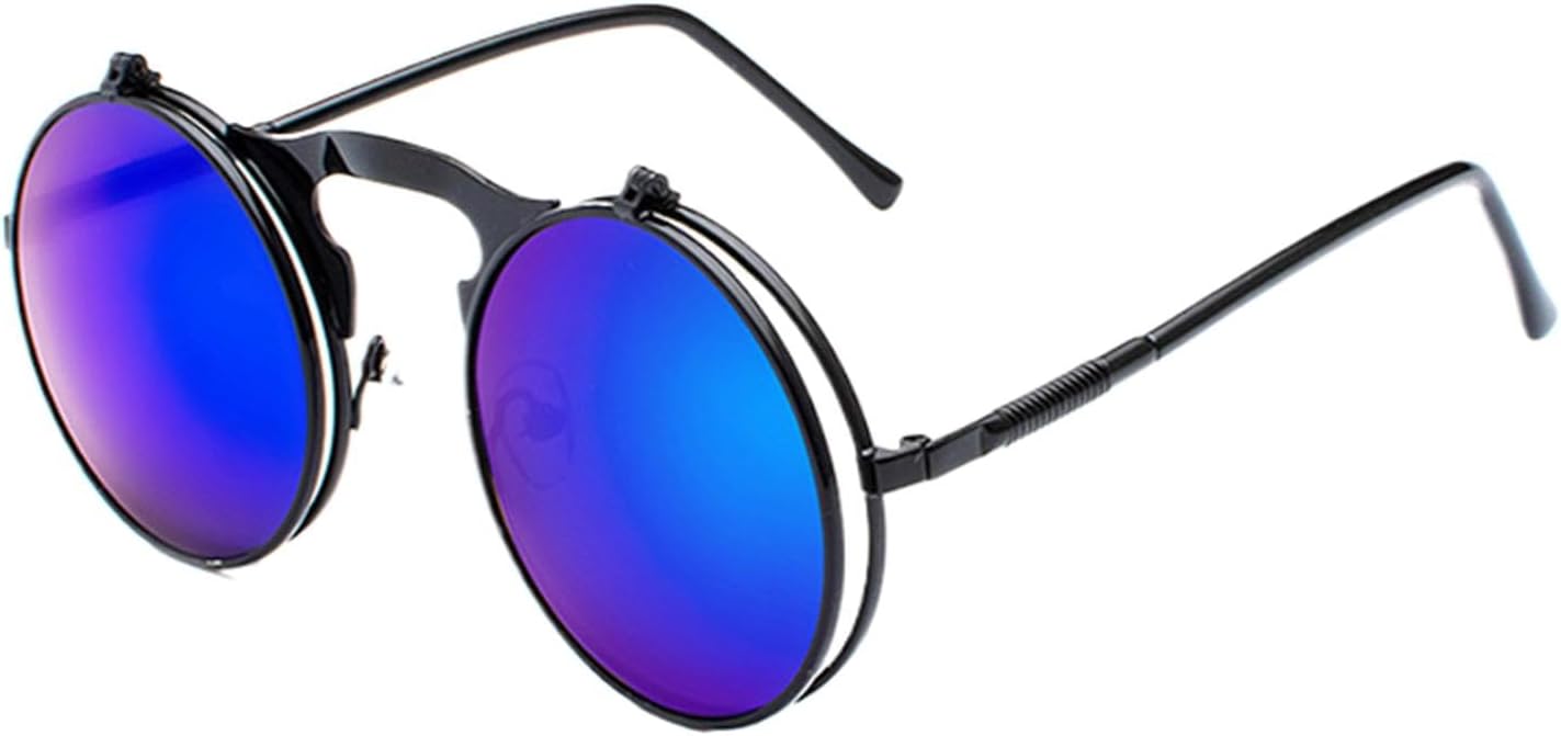 

Солнцезащитные очки с защитой от УФ-излучения UV400 для женщин и мужчин | Складные дужки в стиле стимпанк, круглые, прозрачные, красные | для занятий спортом на открытом воздухе DSVIGF, Black Blue Mirror