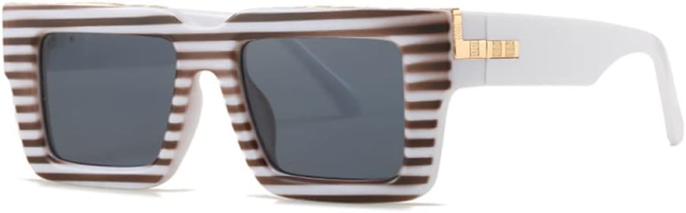 

Ретро-солнцезащитные очки квадратной формы для женщин, модные очки с леопардовым принтом и градиентом, защита от ультрафиолета UV400 для мужчин MTZJH, Striped White Grey